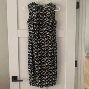 Calvin Klein black gray and cream patterned dress
